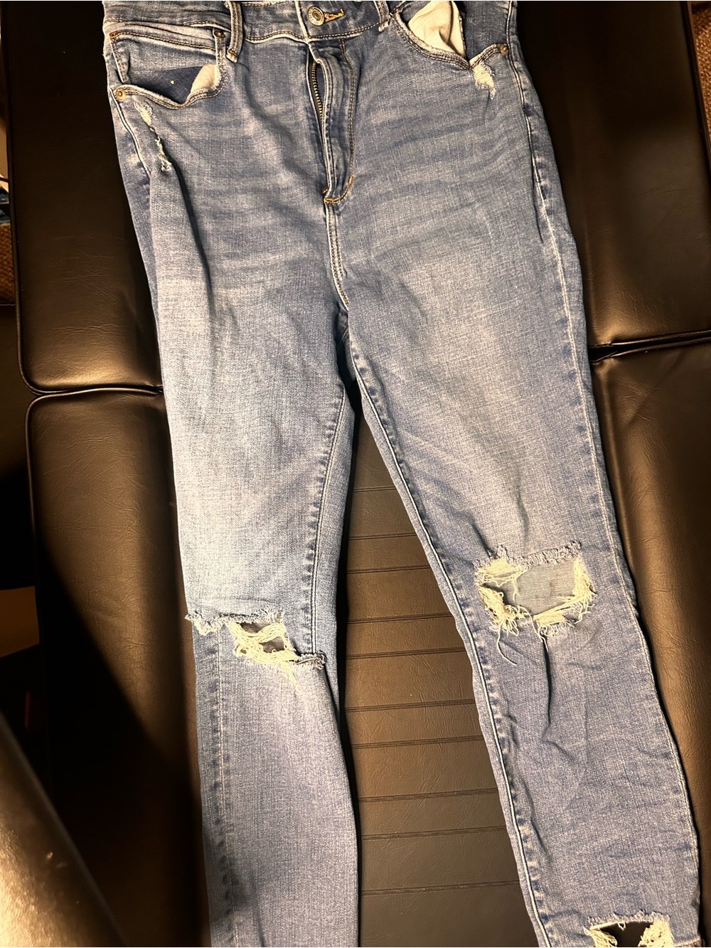 Abercrombie & Fitch Light Blue Distressed Skinny Jeans